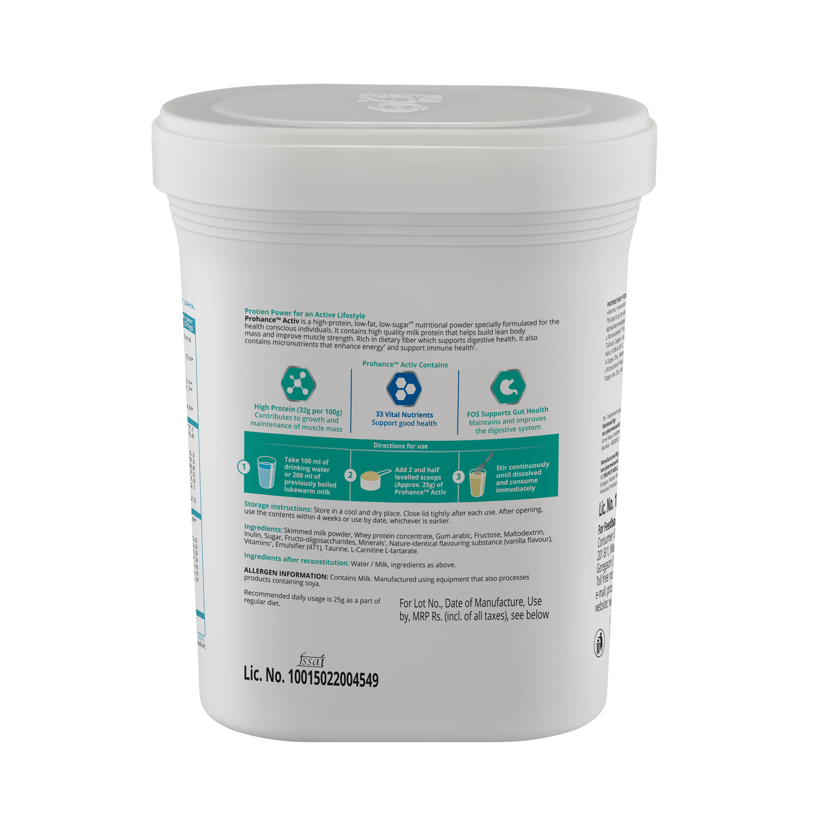 Prohance Activ  Supplement with Antioxidants for Immunity | Gluten Free | Flavour Powder Vanilla - Image 2