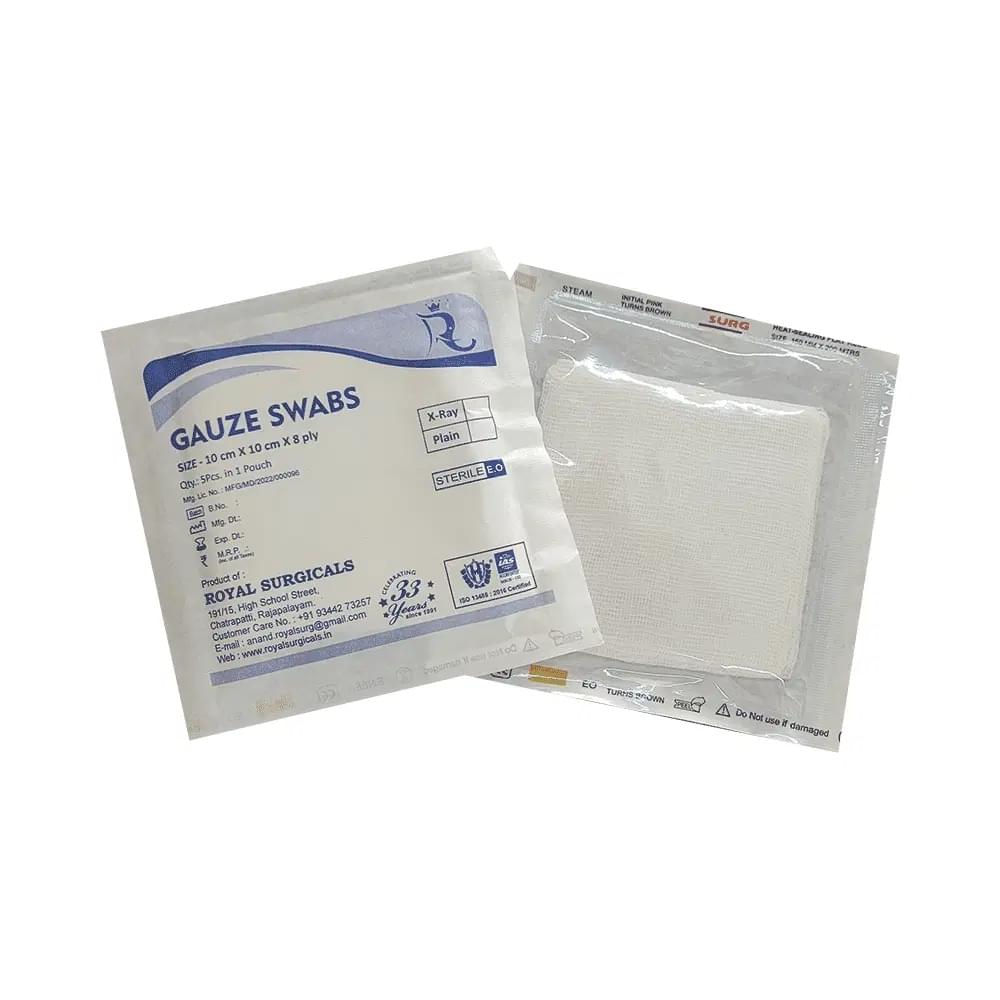 Royal Surgicals Gauze Swabs Sterile (5 Each) 10cm x 10cm x 8ply - Image 2