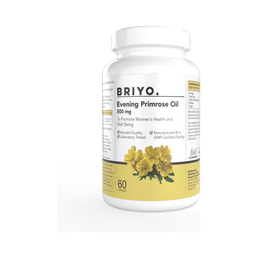Briyo Evening Primrose Oil 1000mg Soft Gelatin Capsule for Women's Wellness Supports Hormonal Balance & Healthy Skin - Image 1
