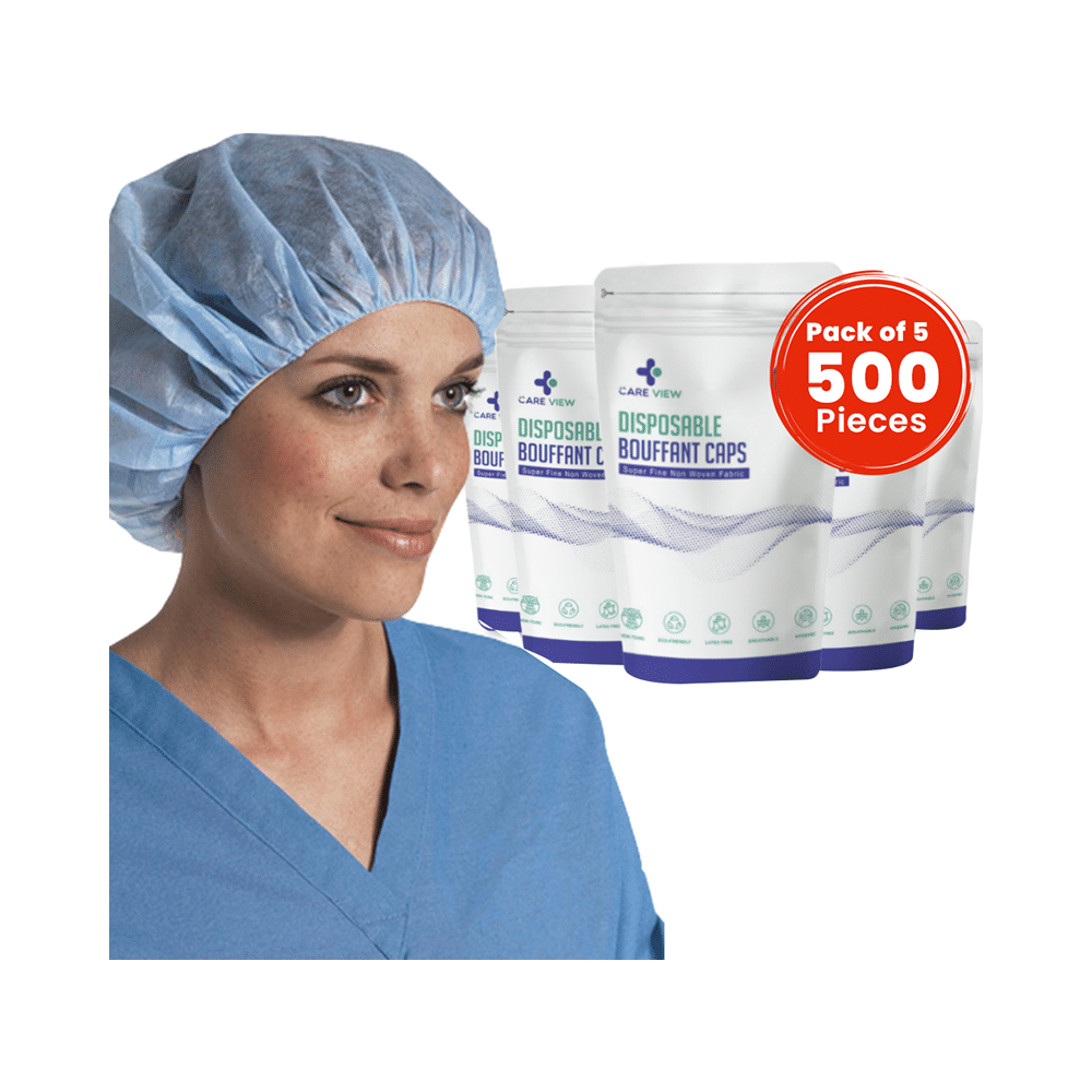 Care View Disposable Bouffant Cap (100 Each) Blue - Image 1