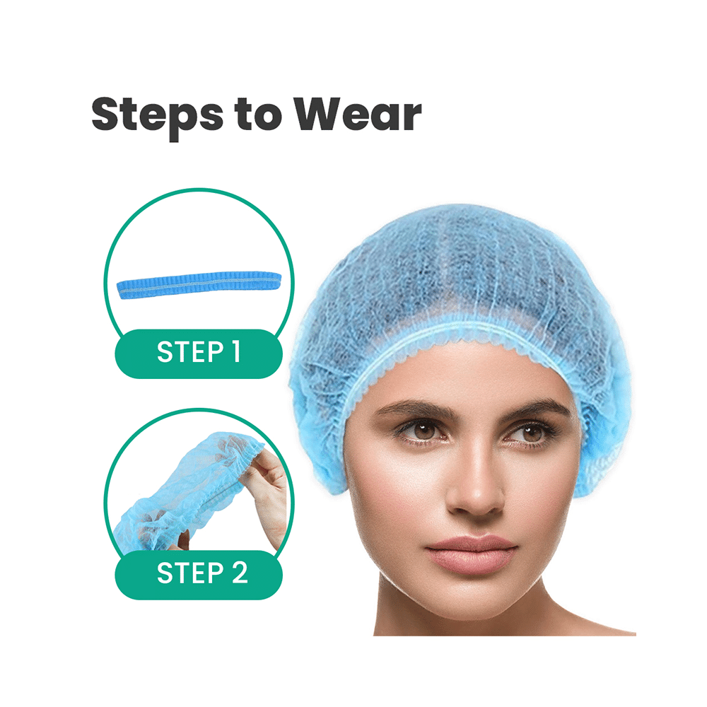 Care View Disposable Bouffant Cap (100 Each) Blue - Image 5