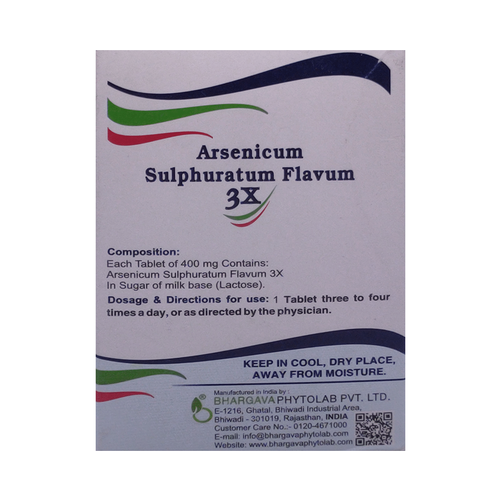 Bhargava Arsenicum Sulphuratum Flavum 3X  Tablet - Image 2