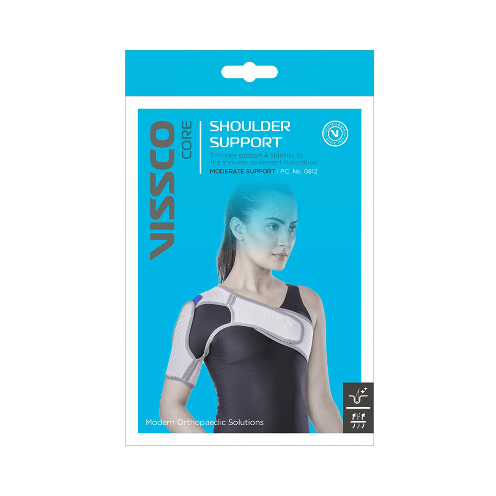 Vissco Shoulder Support With Adjustable Stretchable Strap Grey Small - Image 2