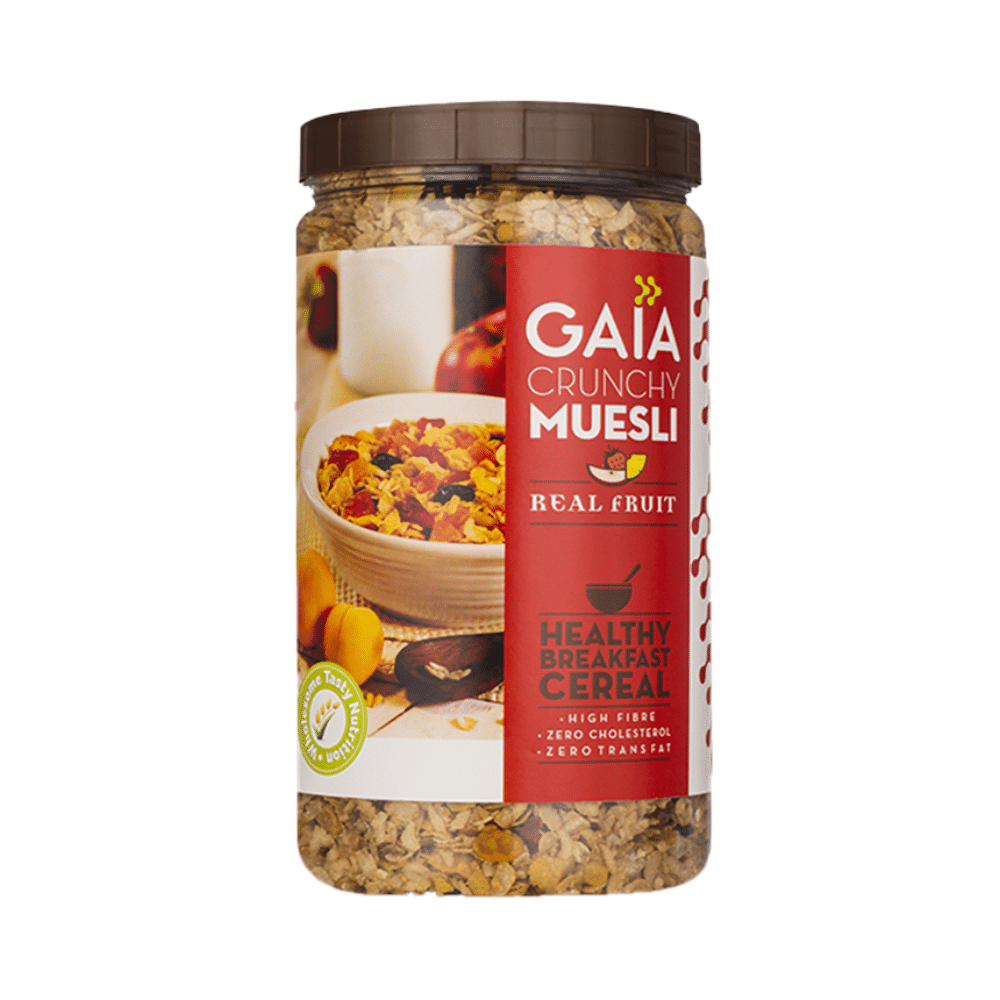 GAIA with Vitamins, Minerals, High Protein & Fibres for Nutrition | Crunchy Muesli Real Fruit