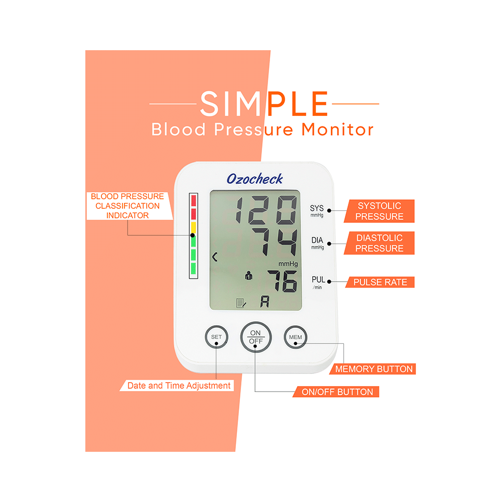 Ozocheck Fully Automatic Digital Blood Pressure and Pulse Rate Monitor with MDI Technology - Image 2