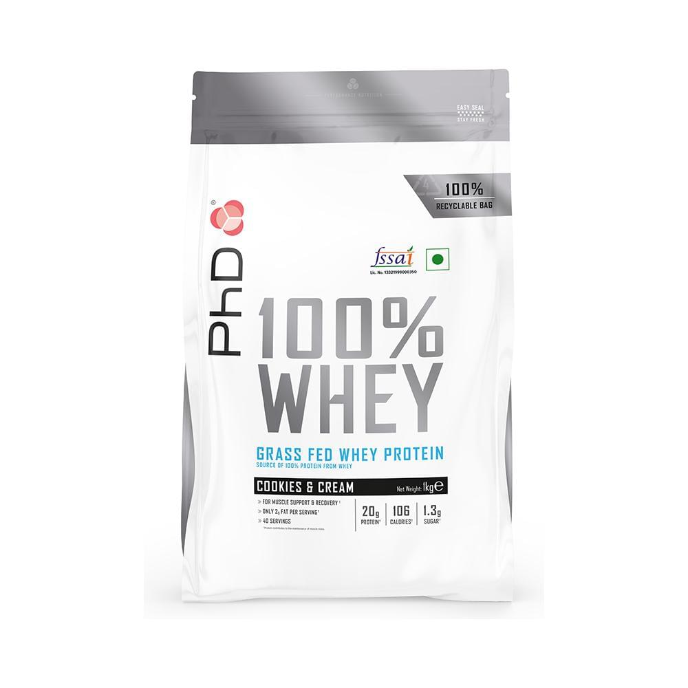 PHD 100% Grass Fed Whey Protein Powder Cookie and Cream - Image 1