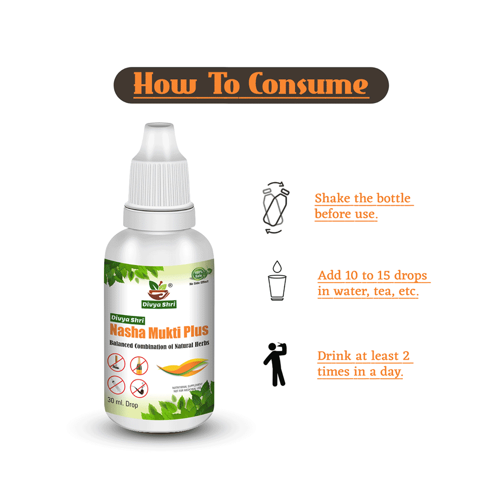 Divya Shri Nasha Mukti Plus Drop Balanced Combination of Natural Herbs (30ml Each) - Image 3