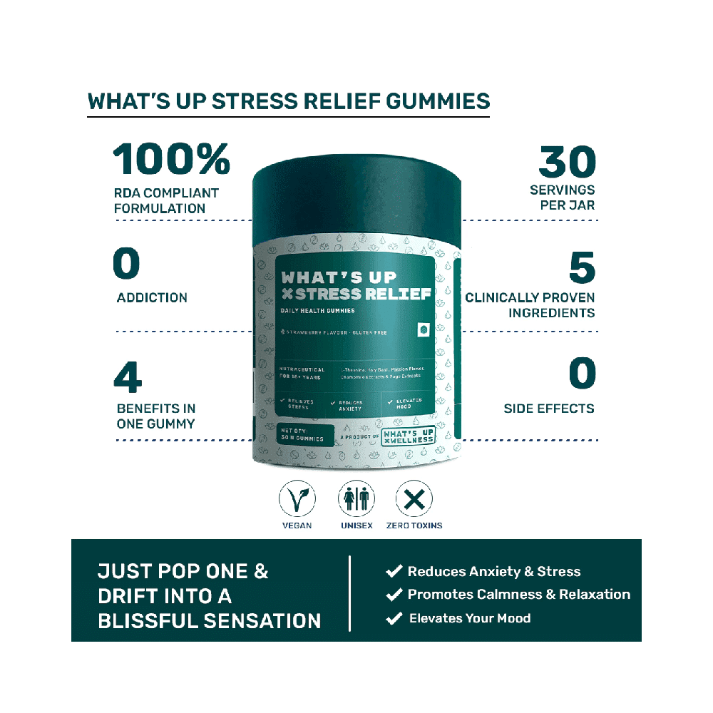 What's Up Wellness Stress Relief Gummies (30 Each) Strawberry - Image 7
