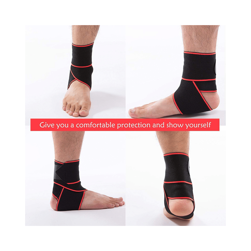 Skudgear Adjustable Ankle Support Compression Brace with Silicone Strip Free Size - Image 2