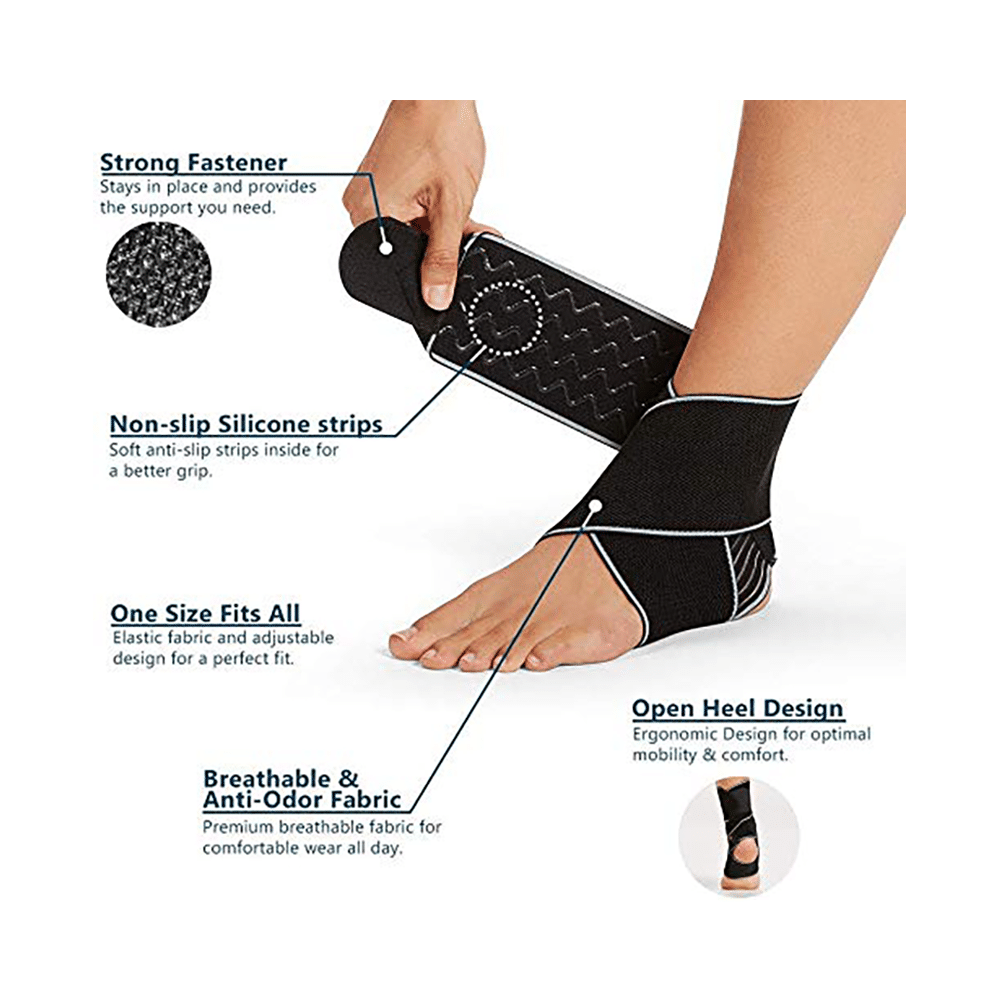 Skudgear Adjustable Ankle Support Compression Brace with Silicone Strip Free Size - Image 4