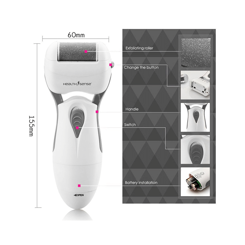 Health Sense CR 360 Velvet-Touch Electronic Pedicure Foot File - Image 4