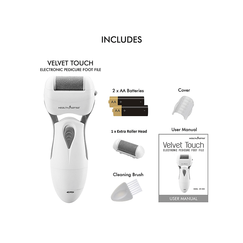 Health Sense CR 360 Velvet-Touch Electronic Pedicure Foot File - Image 6
