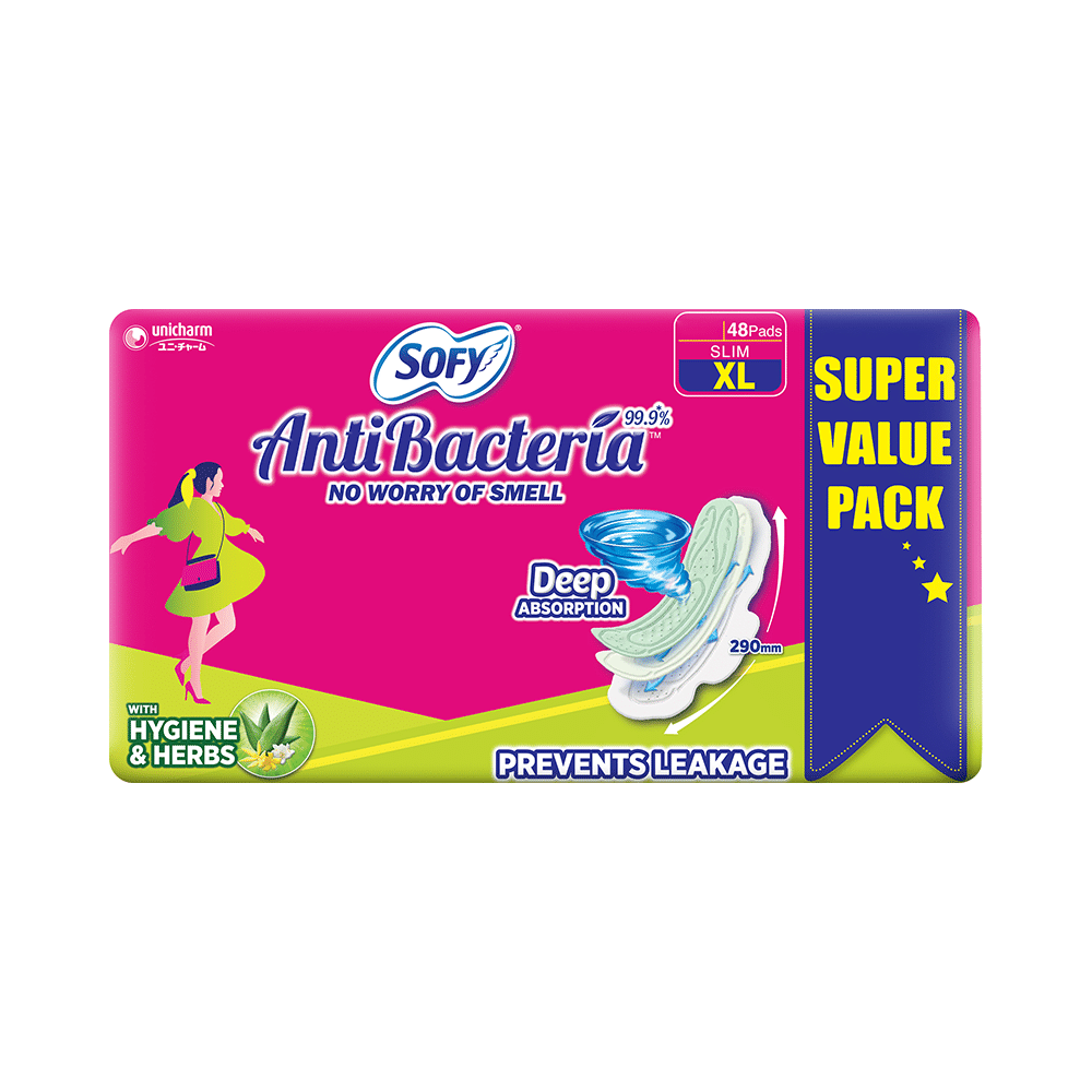 Sofy AntiBacteria 99.9% Sanitary Pads Extra Long Super Saver Pack - Image 1