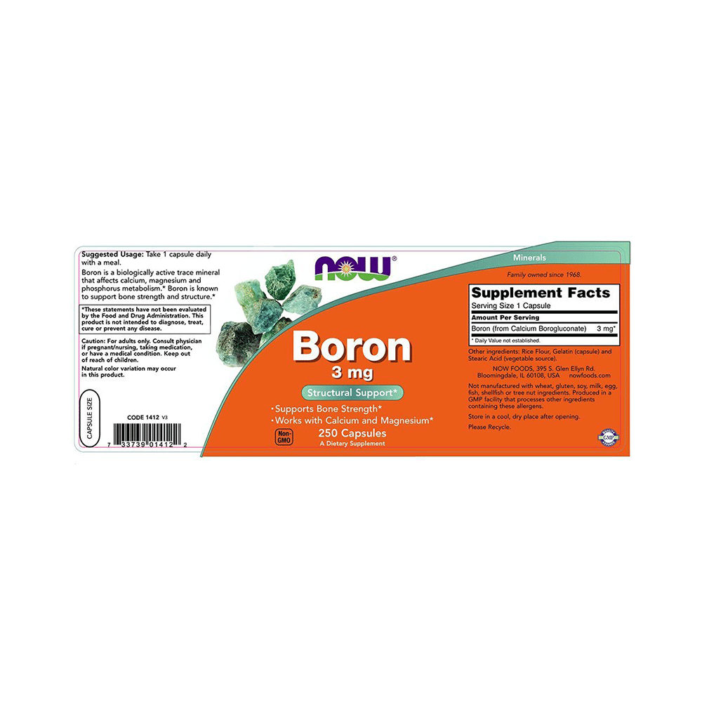 Now Foods Boron 3mg Capsule - Image 2