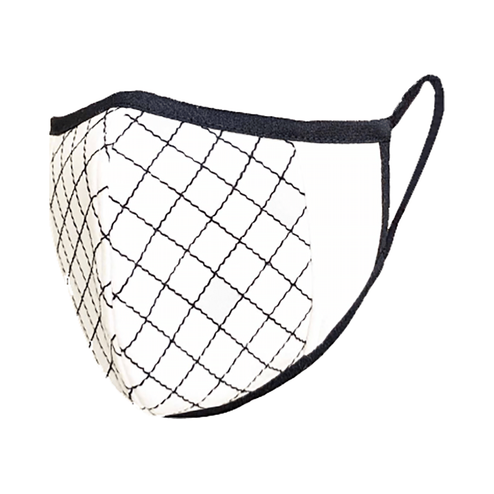 Nivedita Saboo Cares Large Super-Ivory with Midnight Piping and Quilting BreathSafe Protective Reusable Face Mask - Image 1