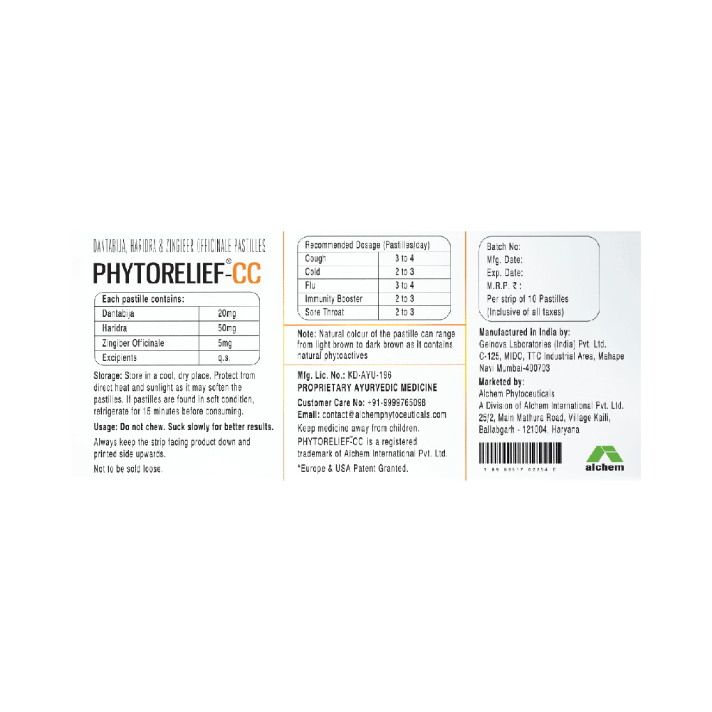 Phytorelief-CC Immunity Lozenges for Cough, Cold & Sore Throat (10 Each) | Sugar Free with Thioquest Gel Free - Image 2