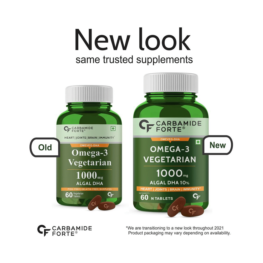 Carbamide Forte Omega 3, 1000mg Algal DHA Vegetarian Tablet - Image 9