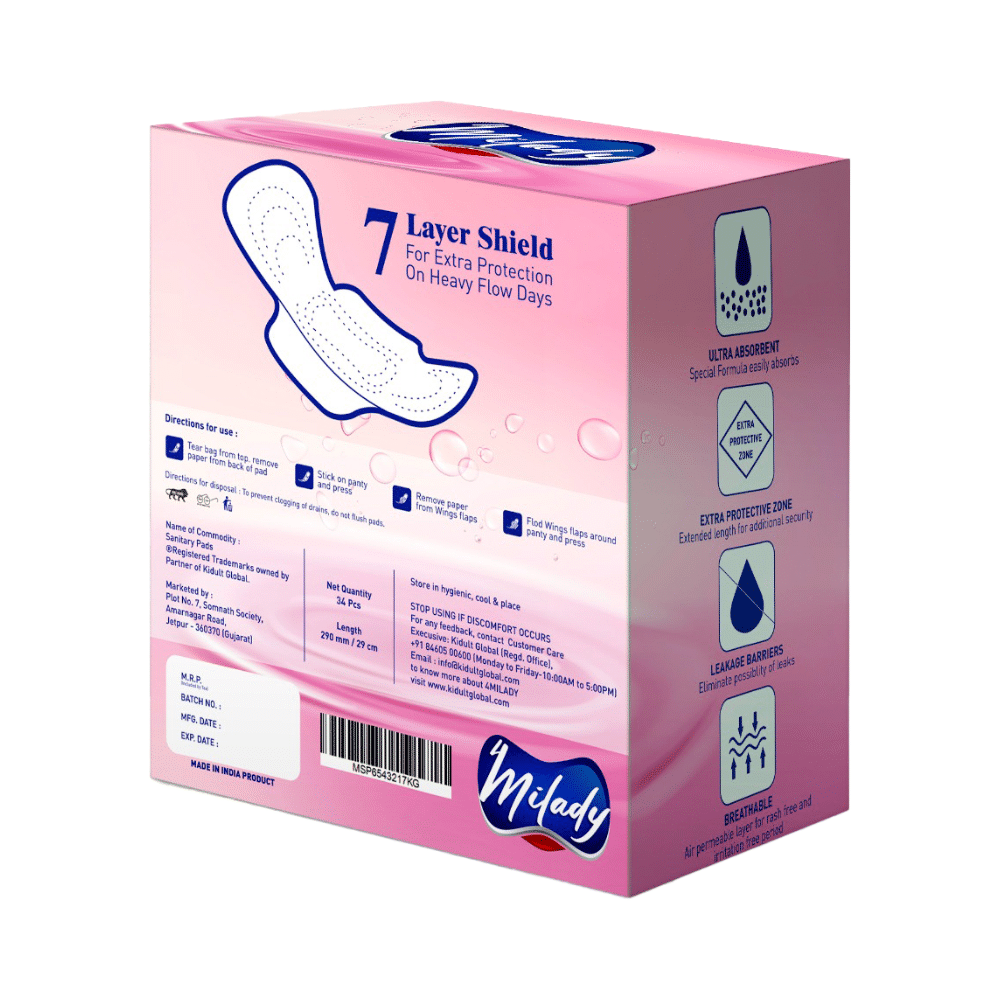 4Milady Freshly Soft Day & Night Protection Sanitary Pads (34 Each) - Image 3