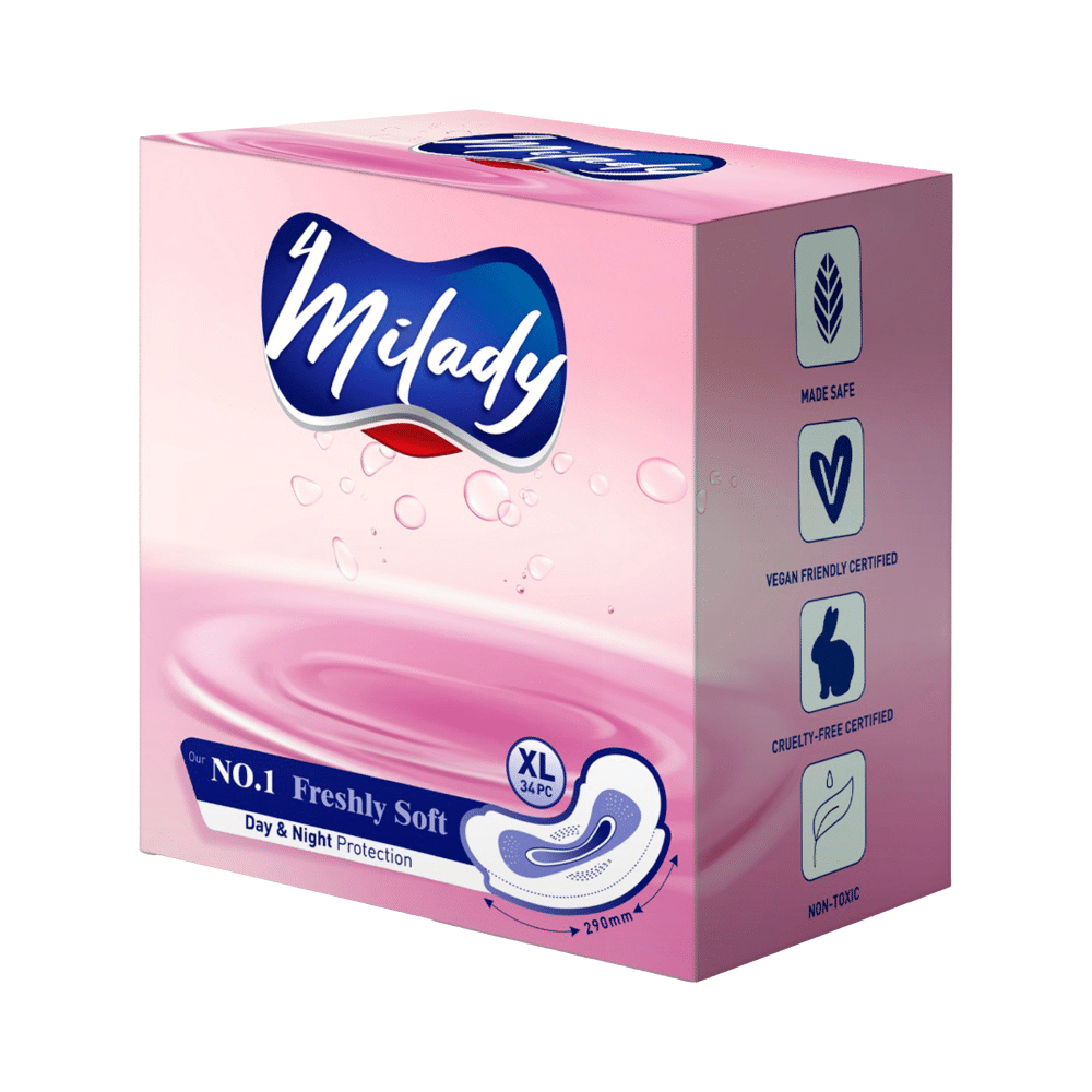 4Milady Freshly Soft Day & Night Protection Sanitary Pads (34 Each) - Image 2