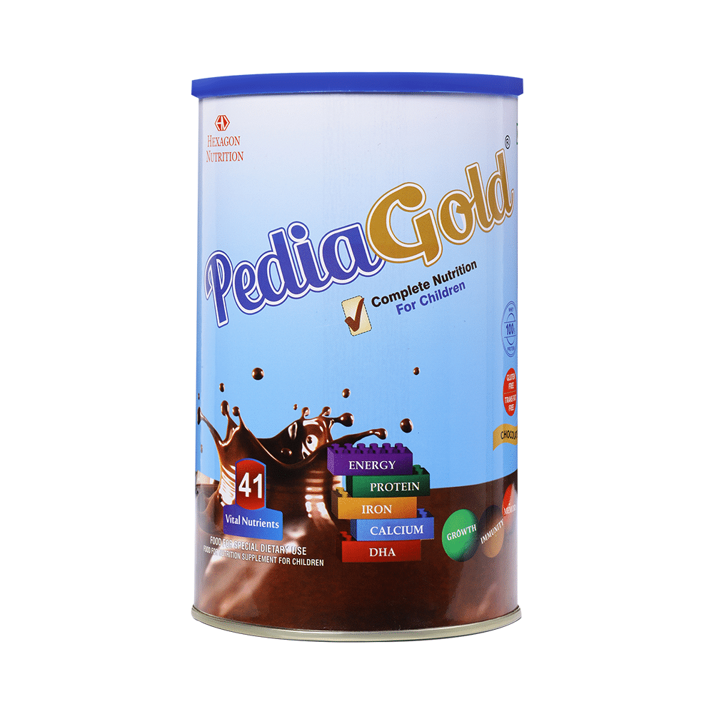 PediaGold with Protein, Iron, Calcium & DHA | For Kids' Growth & Immunity | Flavour Chocolate Powder - Image 1