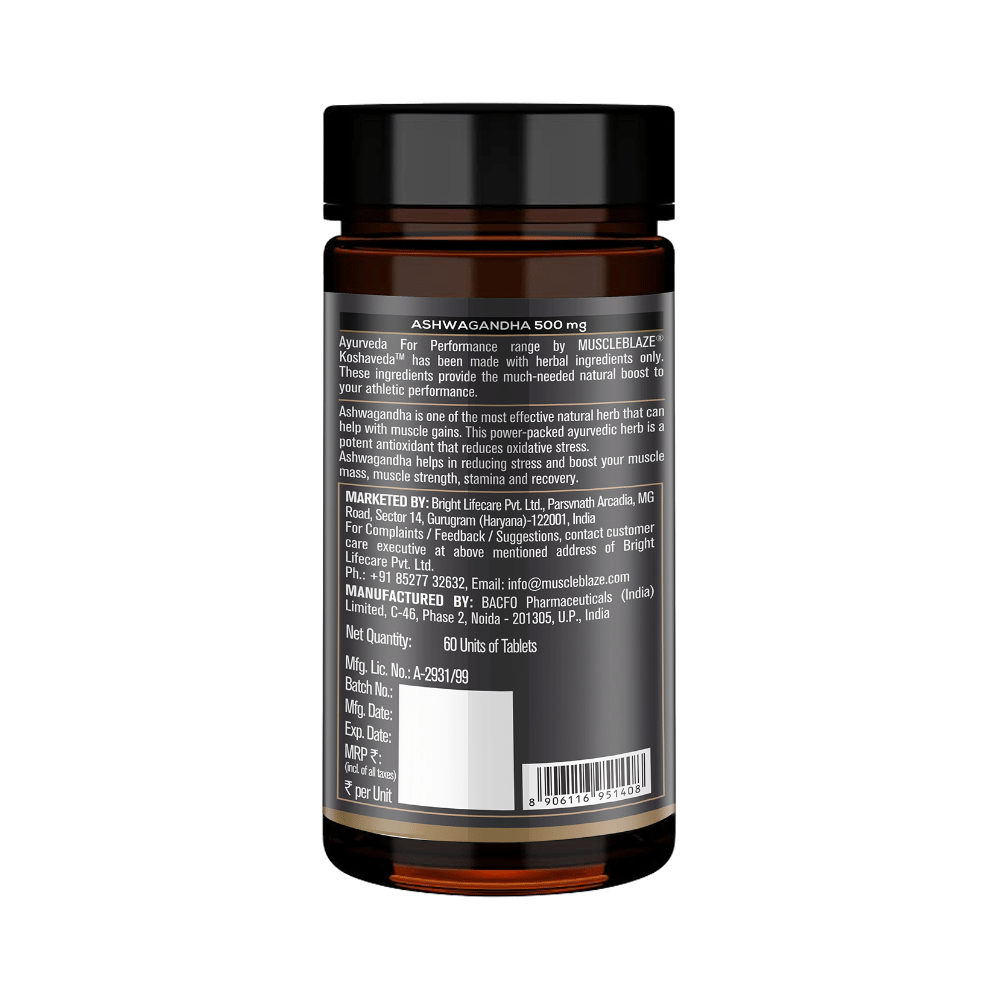 MuscleBlaze Ashwagandha 500mg Tablet | For Stress Relief, Energy & Strength - Image 3