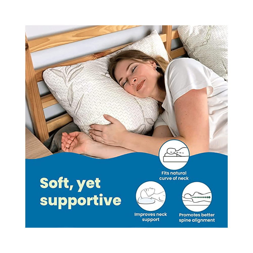 Sleepsia Memory Foam Bamboo Pillow with Washable Pillow Case White - Image 5