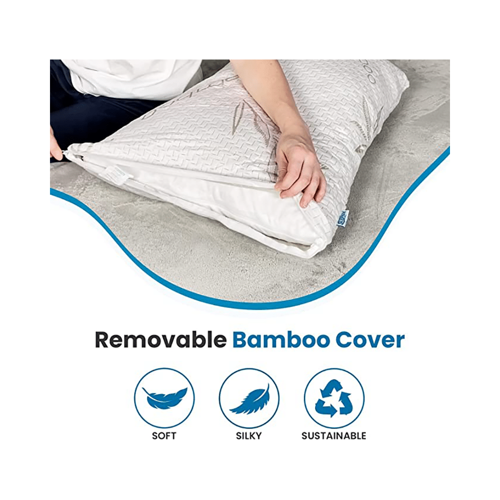 Sleepsia Memory Foam Bamboo Pillow with Washable Pillow Case White - Image 4