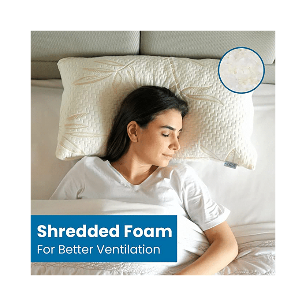 Sleepsia Memory Foam Bamboo Pillow with Washable Pillow Case White - Image 6