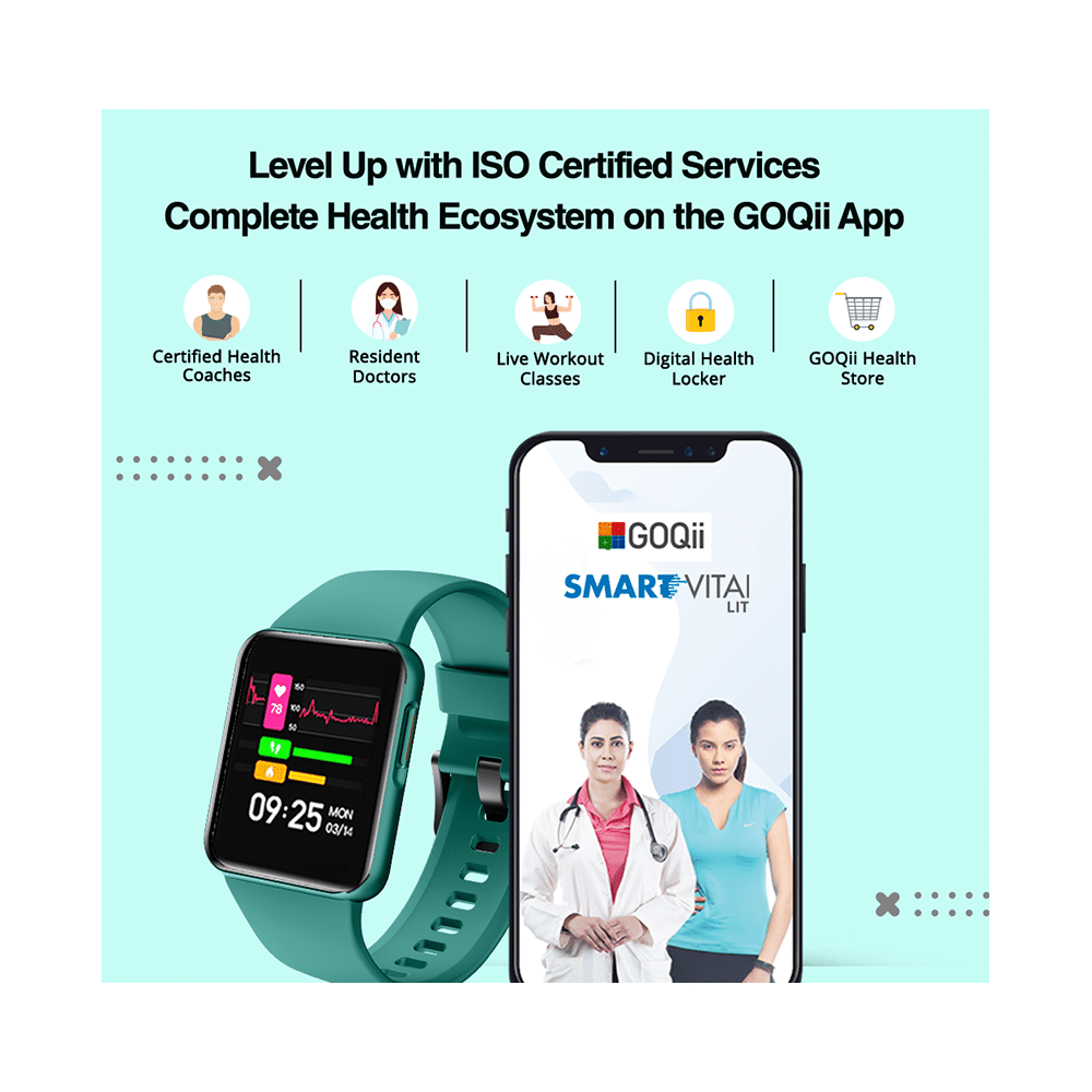 GOQii Smart Vital Lite with 3 Months Health & Personal Coaching Subscription HD Smart Watch Black - Image 10