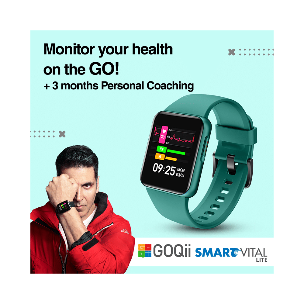 GOQii Smart Vital Lite with 3 Months Health & Personal Coaching Subscription HD Smart Watch Black - Image 4