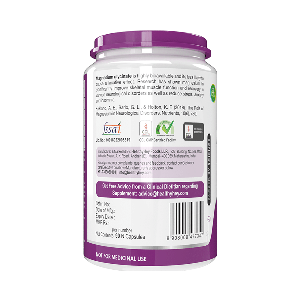 HealthyHey Nutrition Magnesium Glycinate 550mg | Veg Capsule for Muscles, Nerves & Sleep Support - Image 3