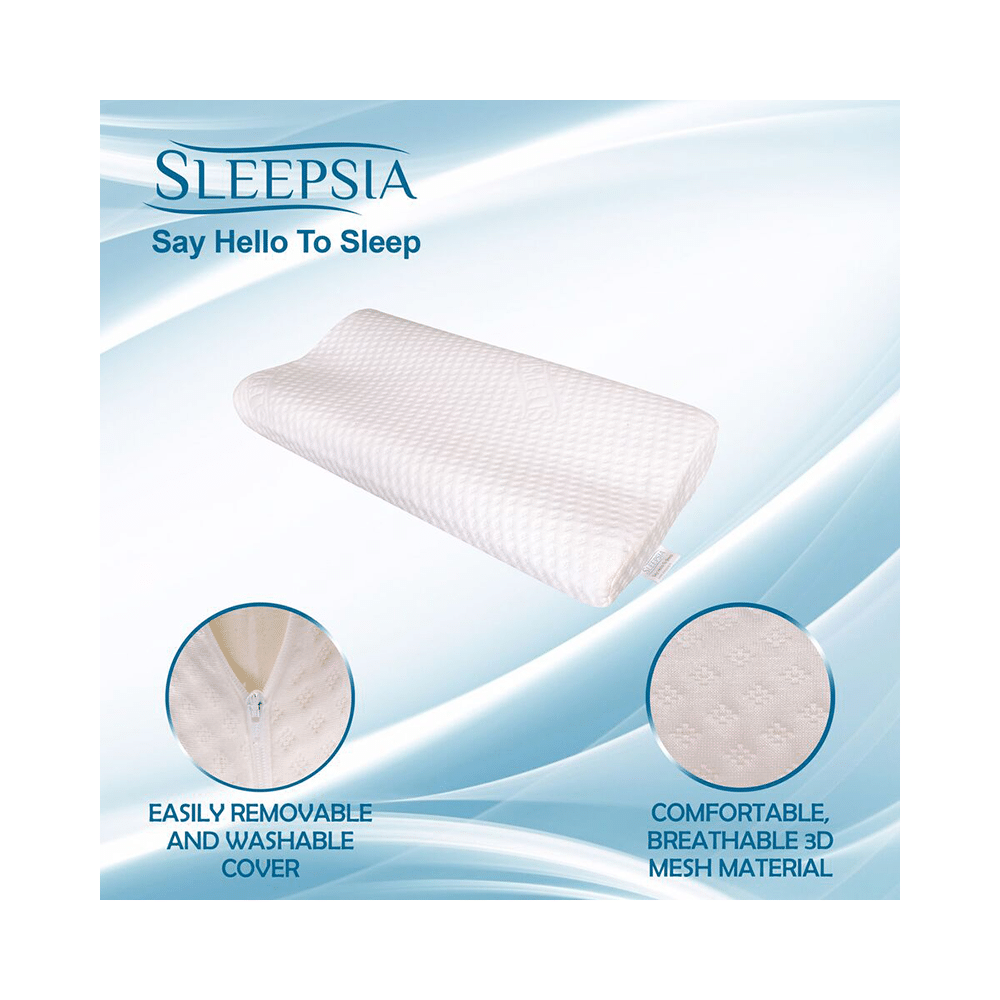 Sleepsia Medium Visco Memory Foam Pillow White - Image 2