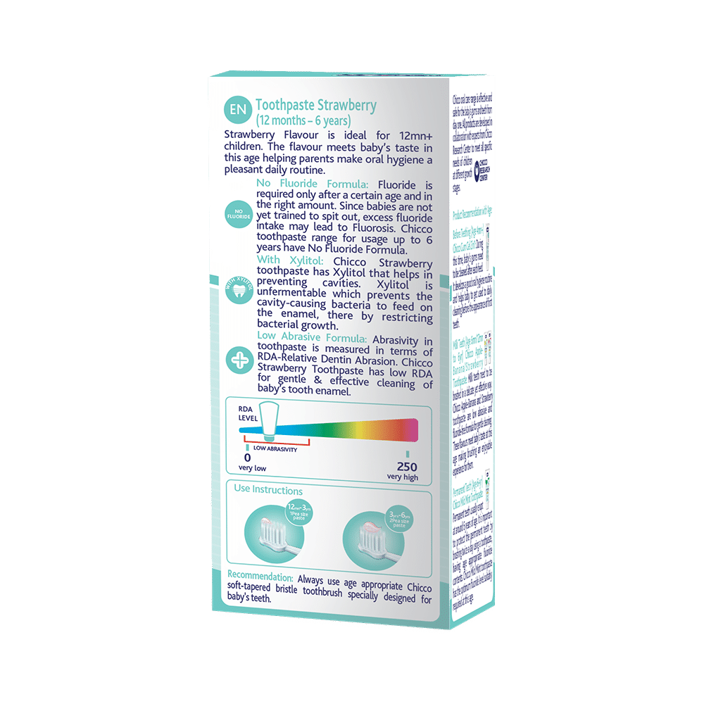 Chicco Dentifricio Toothpaste 12M+ Fragola Strawberry - Image 2