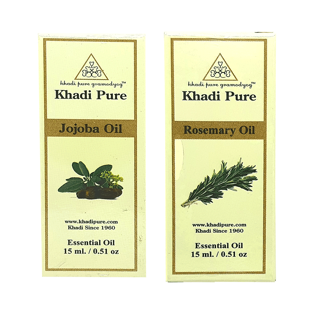 Khadi Pure Combo Pack of Jojoba Oil & Rosemary Oil (15ml Each) - Image 1