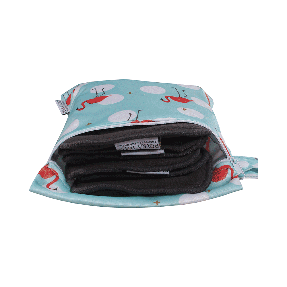 Polka Tots Wet Cloth Pouch Bag Flamingo Bird Design 30 X 40 cm - Image 5