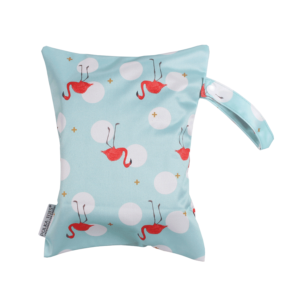 Polka Tots Wet Cloth Pouch Bag Flamingo Bird Design 30 X 40 cm - Image 2