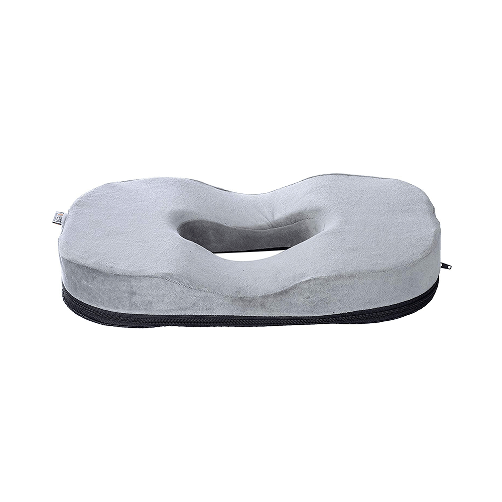 Fovera Orthopedic Donut Seat Velour Grey Medium Cushion - Image 1