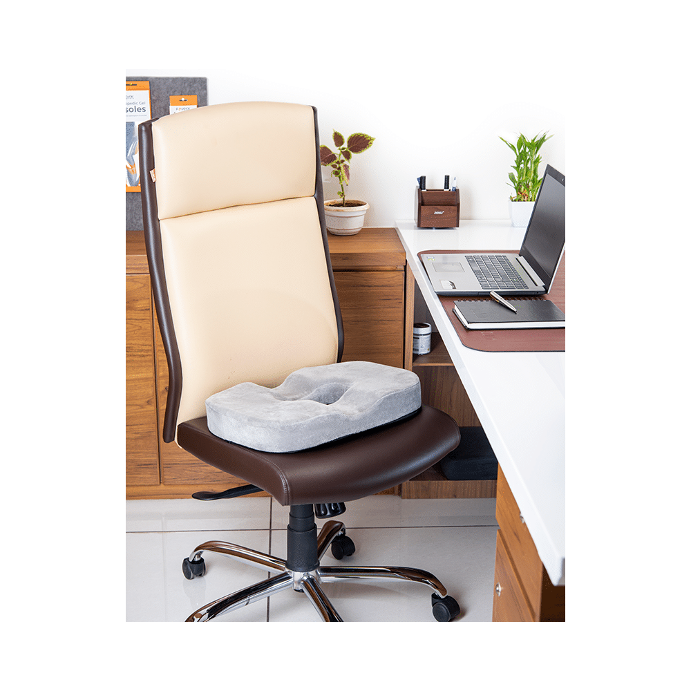Fovera Orthopedic Donut Seat Velour Grey Medium Cushion - Image 4