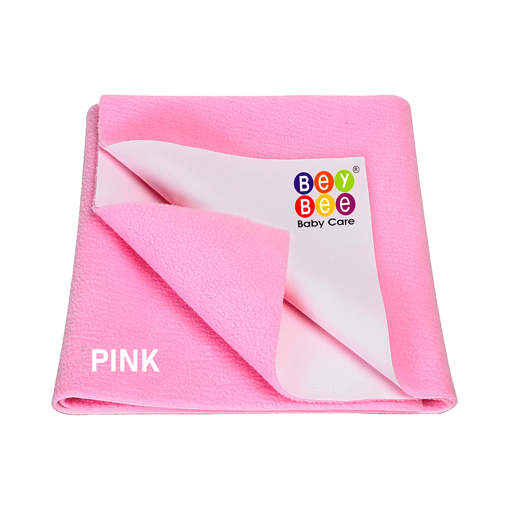 Bey Bee Waterproof Baby Bed Protector Dry Sheet for Toddlers (100cm X 70cm) Medium Pink - Image 1