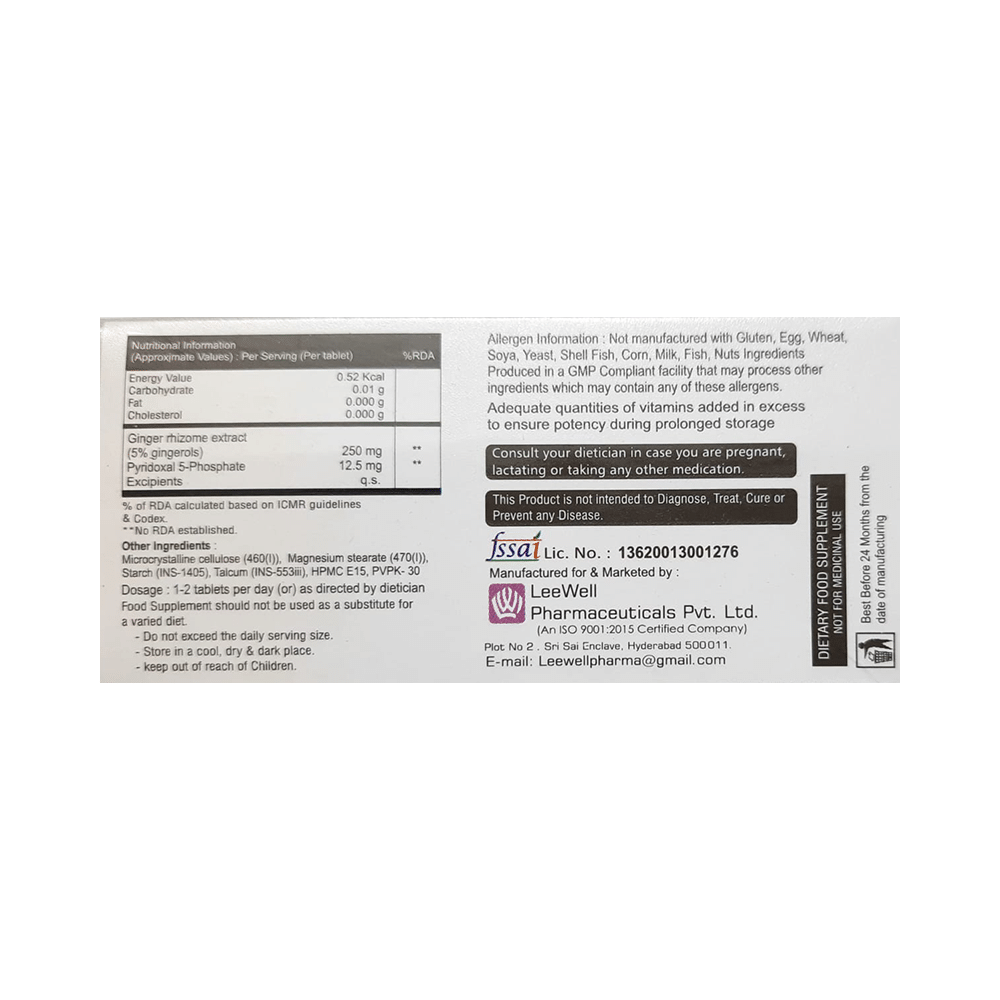 Migranta -Ms Ginger Chewable Tablet with Vitamin B6 for Morning Sickness, Nausea Vomiting , NVP Travel Motion Sickness - Image 2