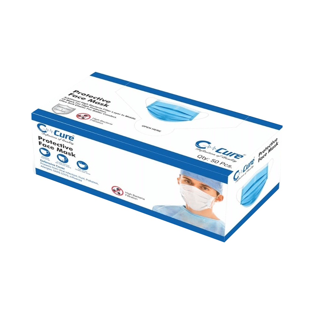 C Cure 3 Ply Protective Face Mask, 3 Ply Mask with Earloop Blue - Image 1