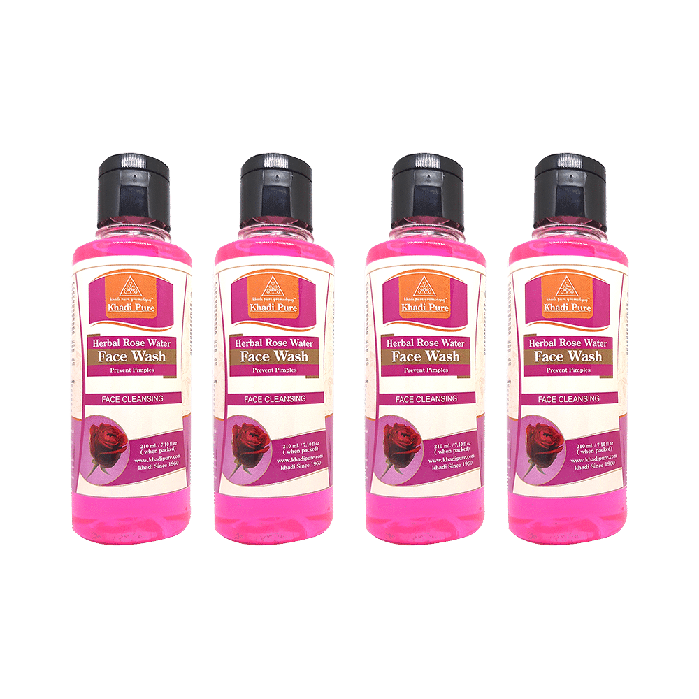 Khadi Pure Herbal Rose Water Face Wash (210ml Each)